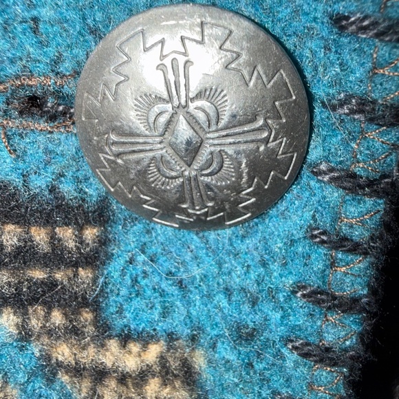 Vintage Rhonda Stark Aztec Southwestern Blanket Coat Jacket Wool Blend Boho - Picture 6 of 16